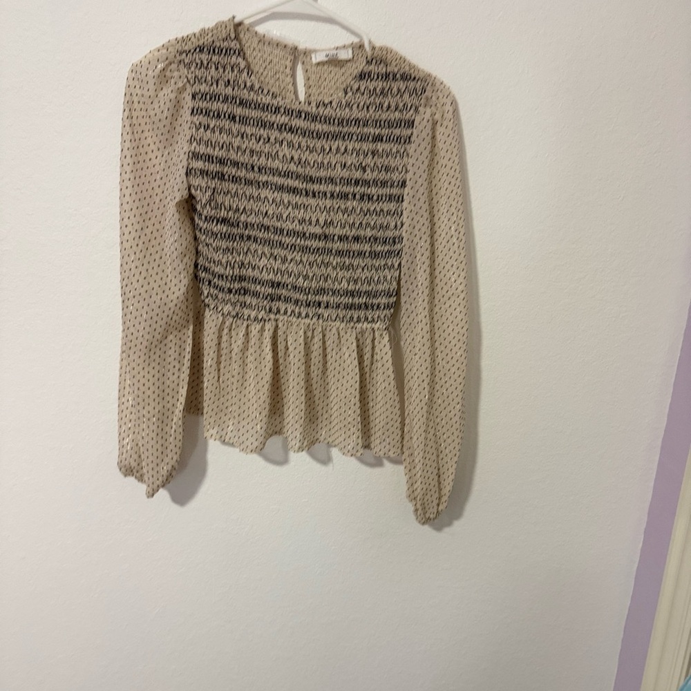 Mine Beige and Black Polka Dot Top
